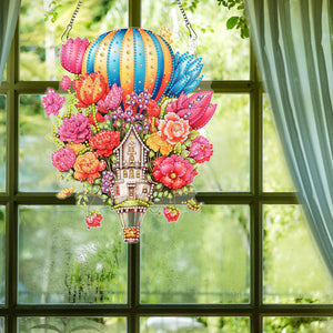 Acrylic Special Shaped Hot Air Balloon Flower Diamond Painting Hanging Decor