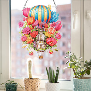 Acrylic Special Shaped Hot Air Balloon Flower Diamond Painting Hanging Decor