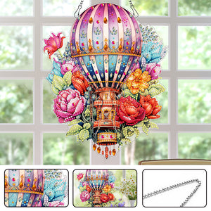 Acrylic Special Shaped Hot Air Balloon Flower Diamond Painting Hanging Decor