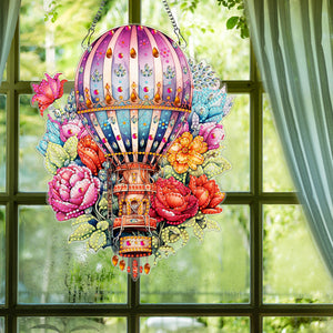 Acrylic Special Shaped Hot Air Balloon Flower Diamond Painting Hanging Decor