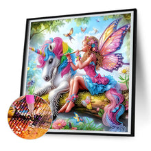 Load image into Gallery viewer, Butterfly Girl And Unicorn 55*55CM(Canvas) Partial Special Shaped Drill Diamond Painting
