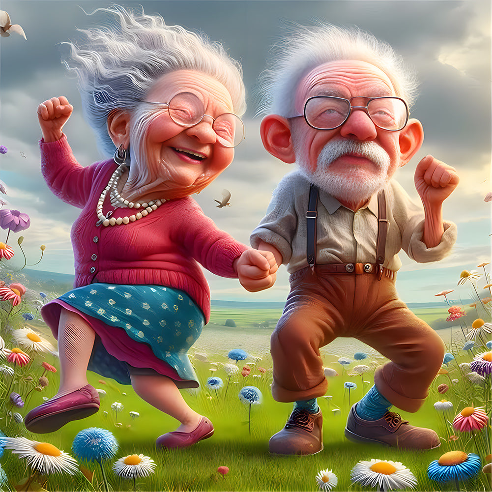 Warm Old Couple 40*40CM(Canvas) Full Round Drill Diamond Painting
