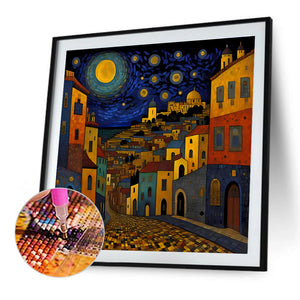 Colorful House 40*40CM(Canvas) Full Round Drill Diamond Painting