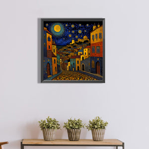 Colorful House 40*40CM(Canvas) Full Round Drill Diamond Painting