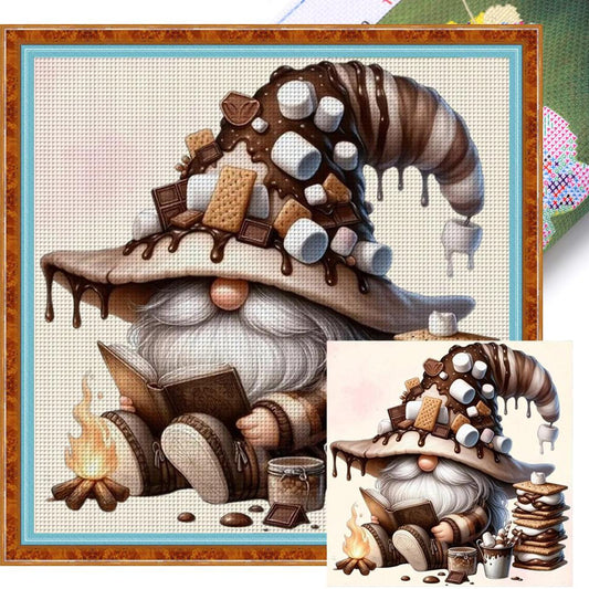 Coffee Gnome - Full 11CT Stamped Cross Stitch 40x40CM - Diy