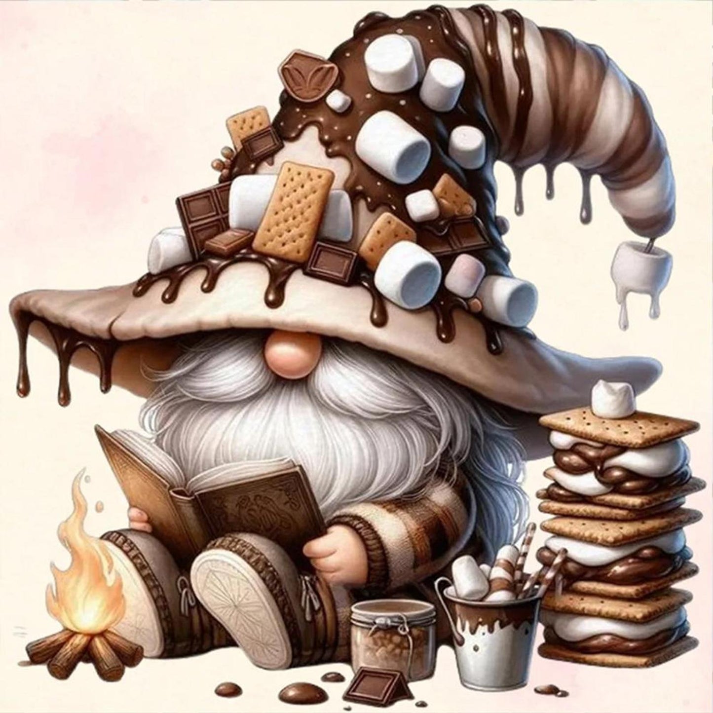Coffee Gnome - Full 11CT Stamped Cross Stitch 40x40CM - Diy