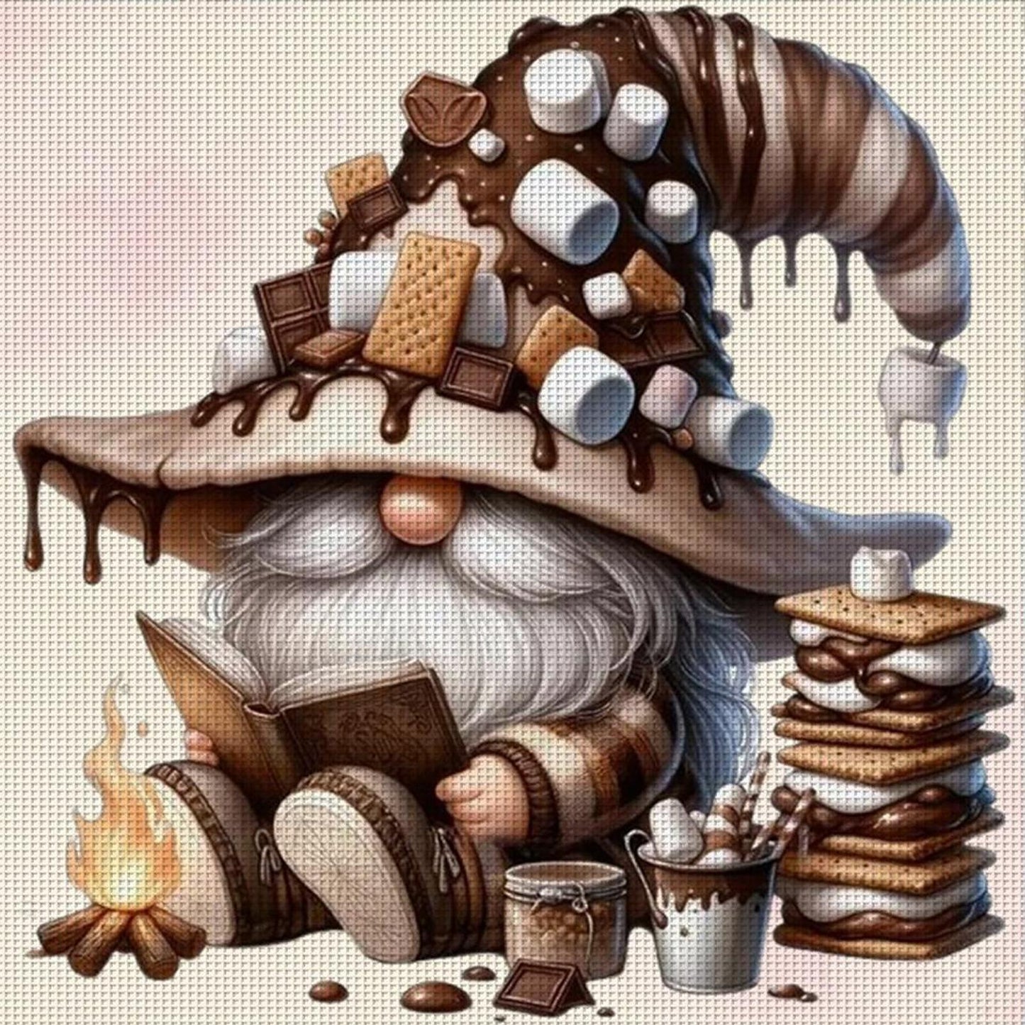 Coffee Gnome - Full 11CT Stamped Cross Stitch 40x40CM - Diy