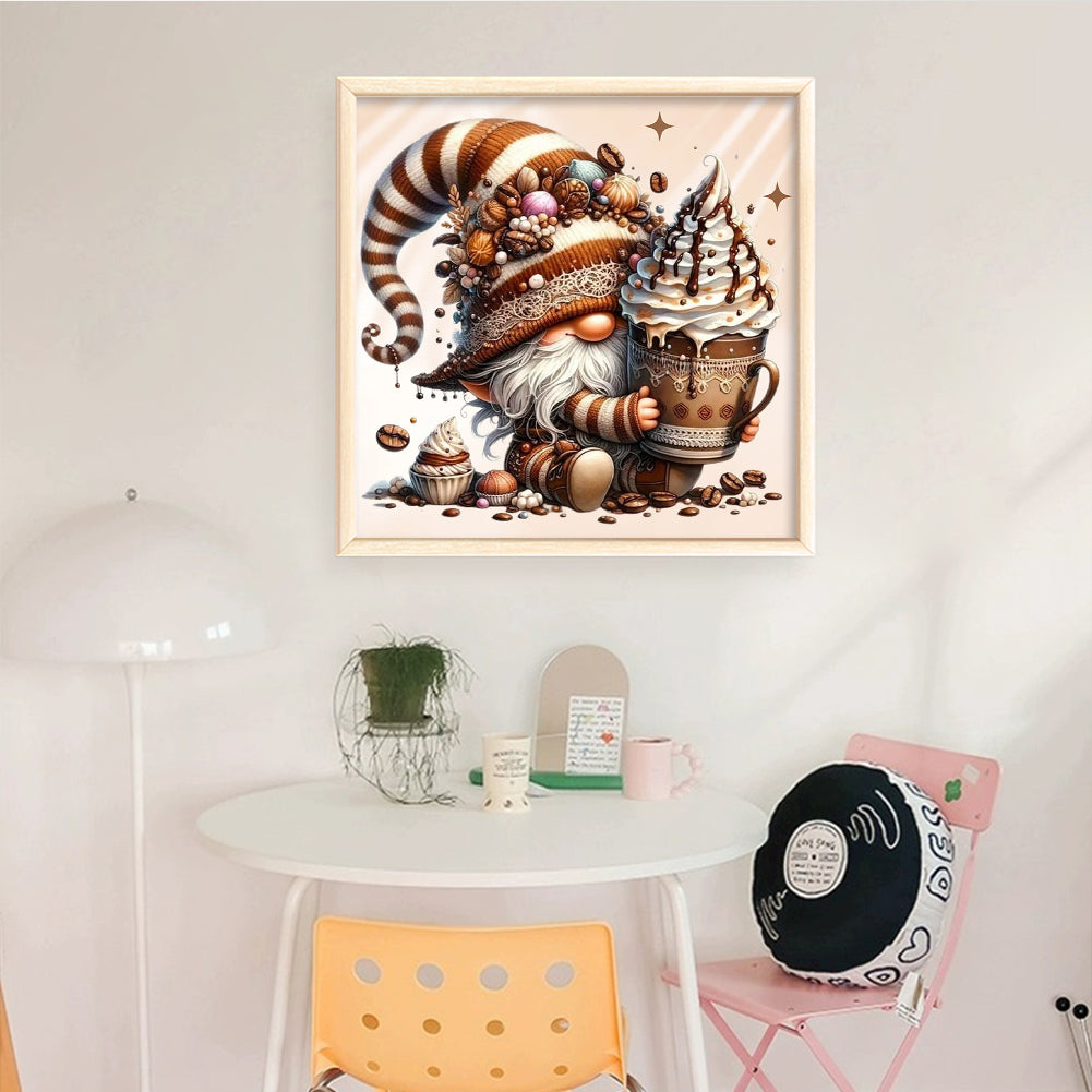 Coffee Gnome - Full 11CT Stamped Cross Stitch 40x40CM - Diy