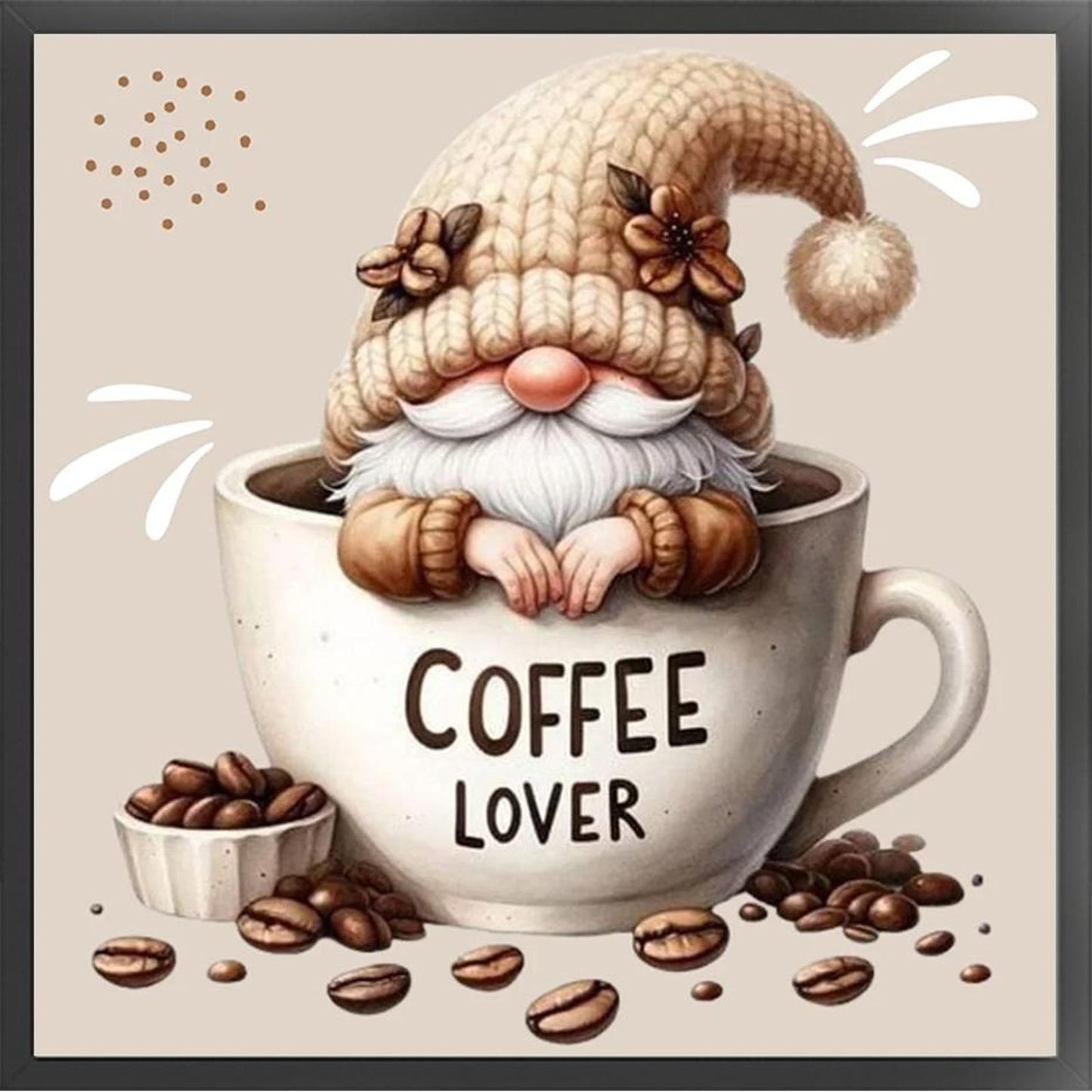 Coffee Gnome - Full 11CT Stamped Cross Stitch 40x40CM - Diy
