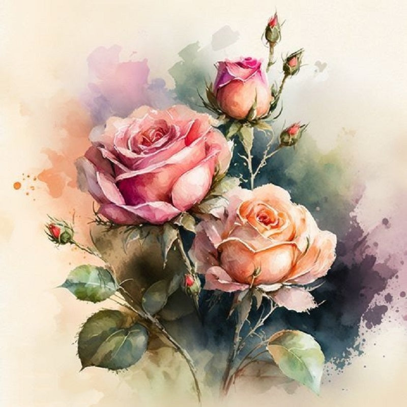 Flowers - Full 11CT Stamped Cross Stitch 40x40CM - Yishu