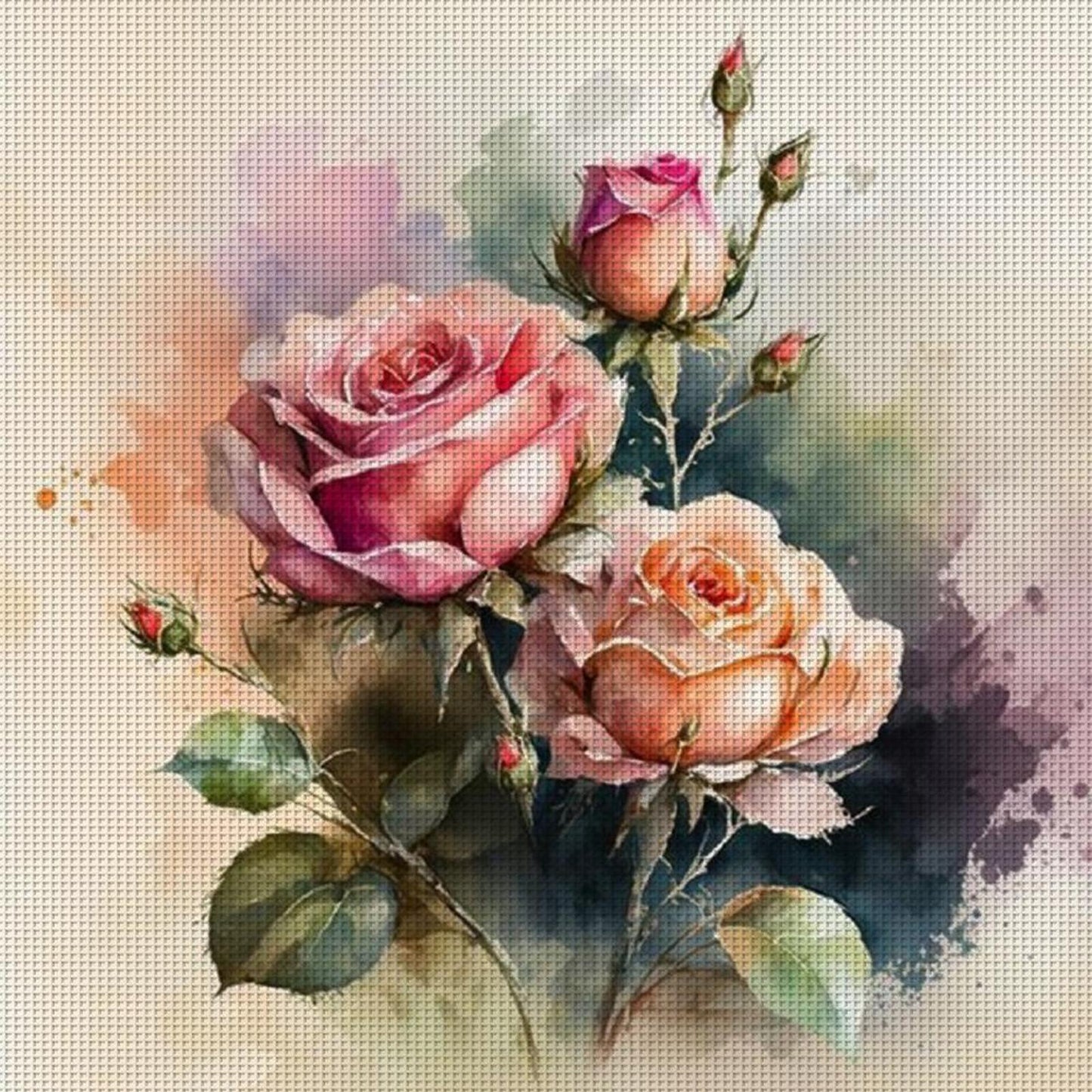 Flowers - Full 11CT Stamped Cross Stitch 40x40CM - Yishu
