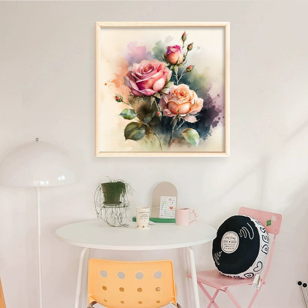 Flowers - Full 11CT Stamped Cross Stitch 40x40CM - Yishu
