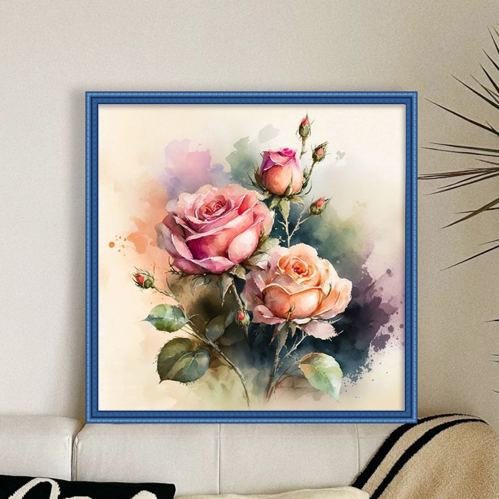 Flowers - Full 11CT Stamped Cross Stitch 40x40CM - Yishu