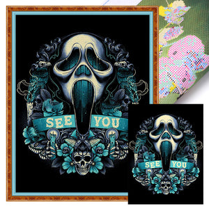 Yishu - Screaming Skeleton - 40*56CM 11CT 3 Stamped Cross Stitch