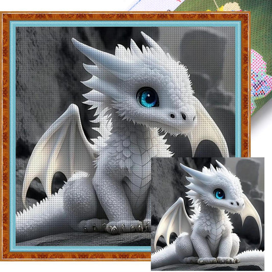 White Winged Dragon - Full 11CT Stamped Cross Stitch 40x40CM - Yishu
