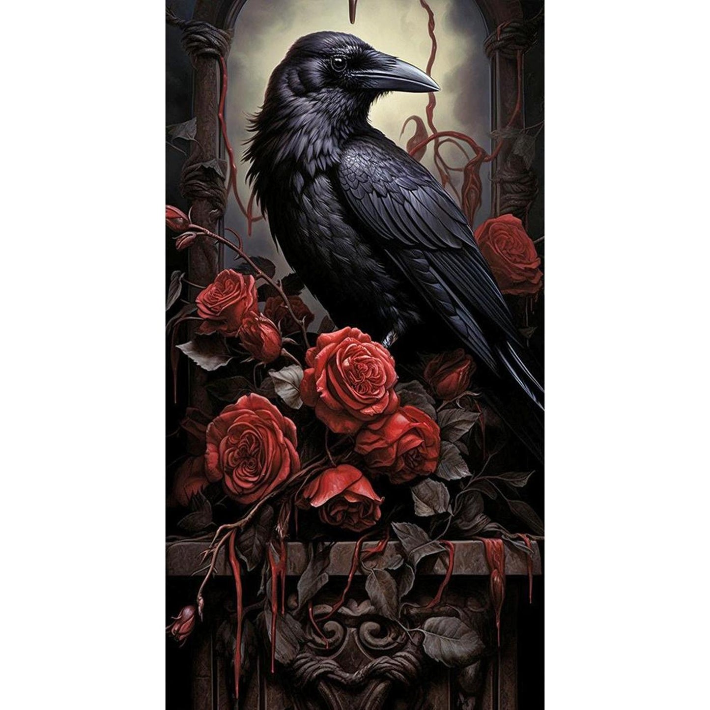 Rose Crow - Full 11CT Stamped Cross Stitch 40x70CM - Yishu