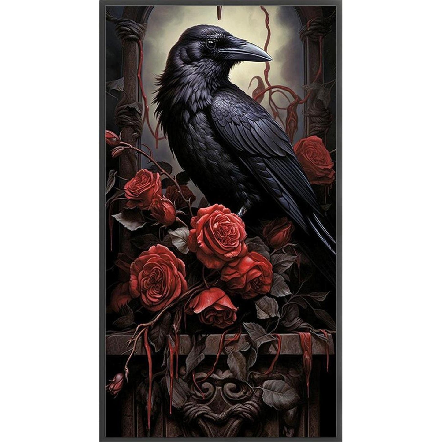 Rose Crow - Full 11CT Stamped Cross Stitch 40x70CM - Yishu