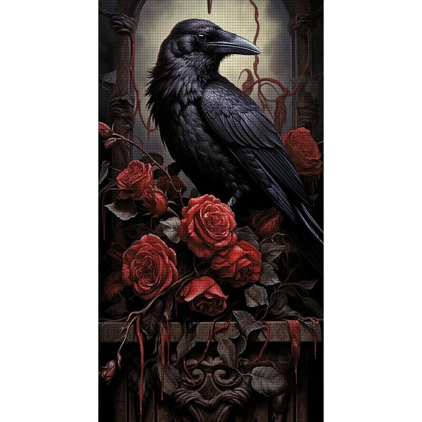 Rose Crow - Full 11CT Stamped Cross Stitch 40x70CM - Yishu