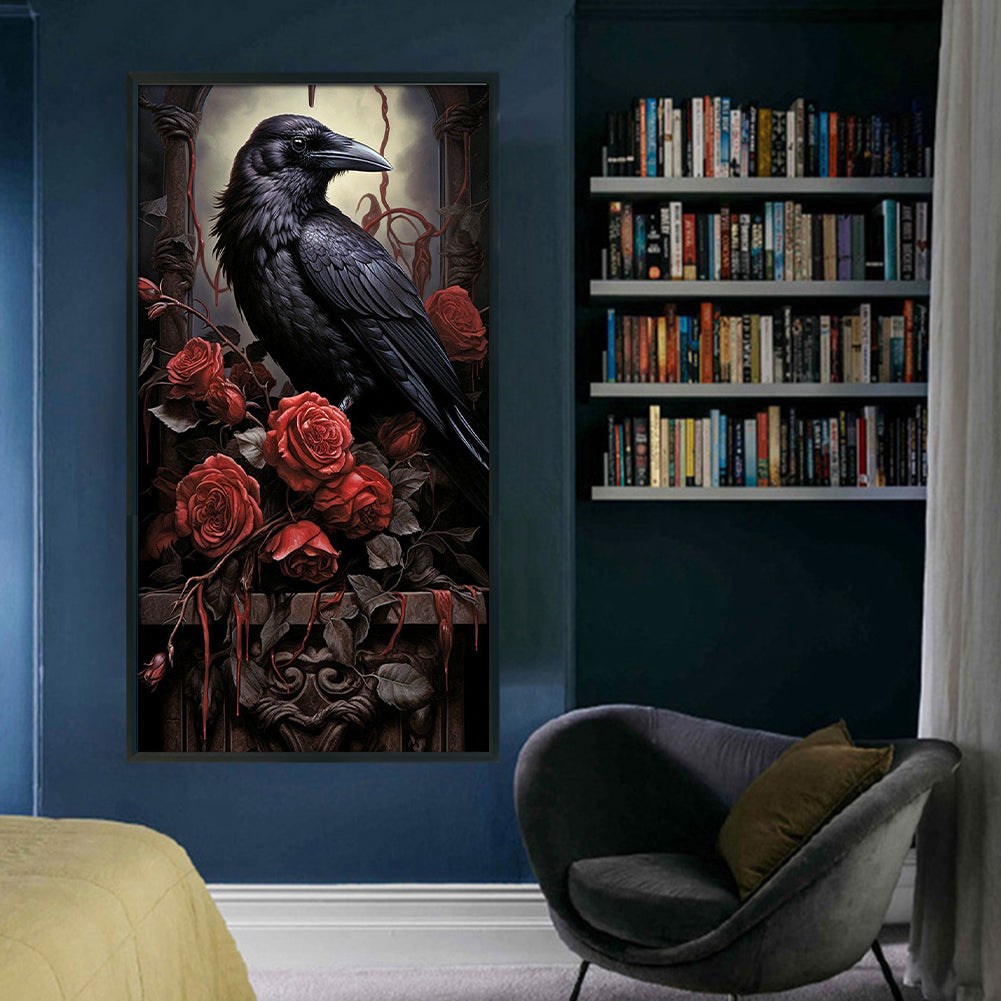 Rose Crow - Full 11CT Stamped Cross Stitch 40x70CM - Yishu