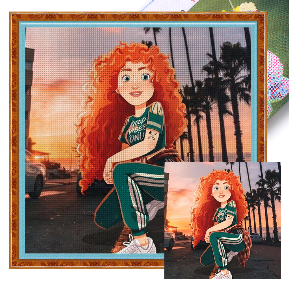 Yishu - Princess Merida - 40*40CM 11CT 3 Stamped Cross Stitch
