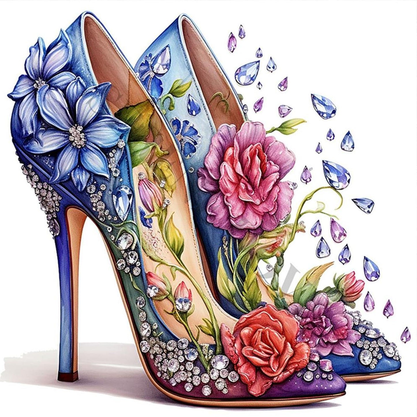 Gorgeous High Heels - Full 11CT Stamped Cross Stitch 40x40CM - Huacan