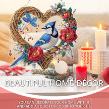 Load image into Gallery viewer, Wreath Blue Bird Theme 2D Flat DIY Diamond Art Pendant Wall Door Decoration
