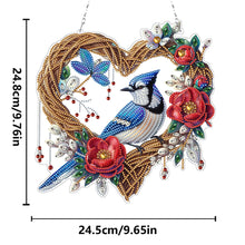 Load image into Gallery viewer, Wreath Blue Bird Theme 2D Flat DIY Diamond Art Pendant Wall Door Decoration
