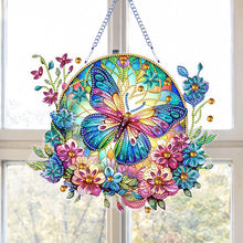Load image into Gallery viewer, Flower Butterfly Theme 2D Flat DIY Diamond Art Pendant Wall Door Decoration
