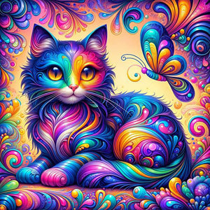 Purple Cat 40*40CM(Canvas) Full Round Drill Diamond Painting