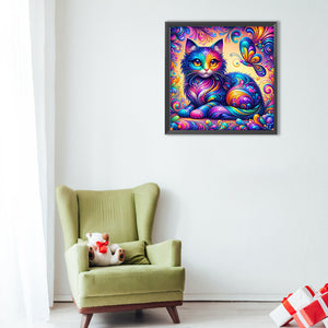 Purple Cat 40*40CM(Canvas) Full Round Drill Diamond Painting