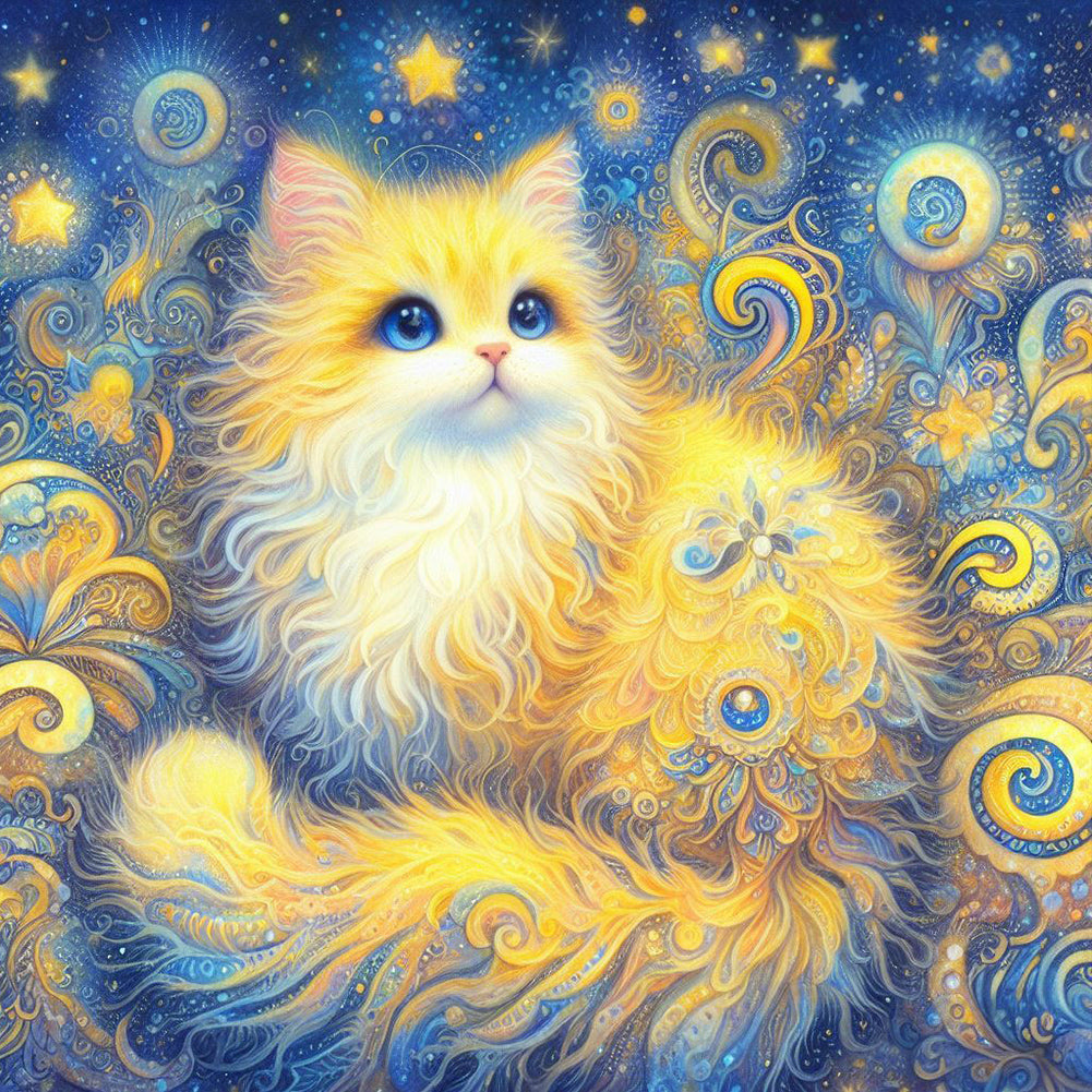 Yellow Cat 40*40CM(Canvas) Full Round Drill Diamond Painting
