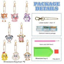 Load image into Gallery viewer, 8Pcs Double Sided Animal DIY Diamond Art Keyring for Home Birthday Party Decor
