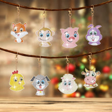 Load image into Gallery viewer, 8Pcs Double Sided Animal DIY Diamond Art Keyring for Home Birthday Party Decor
