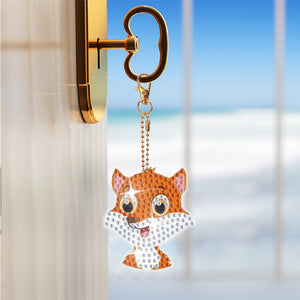 8Pcs Double Sided Animal DIY Diamond Art Keyring for Home Birthday Party Decor