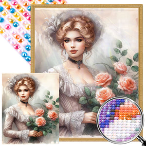 Flowers And Classical Beauty 40*50CM(Picture) Full Round Drill Diamond Painting