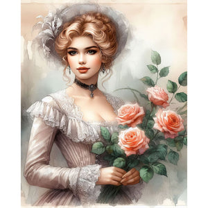 Flowers And Classical Beauty 40*50CM(Picture) Full Round Drill Diamond Painting