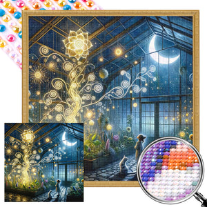 Garden Room At Night 40*40CM(Picture) Full Round Drill Diamond Painting