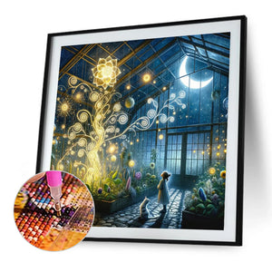 Garden Room At Night 40*40CM(Picture) Full Round Drill Diamond Painting