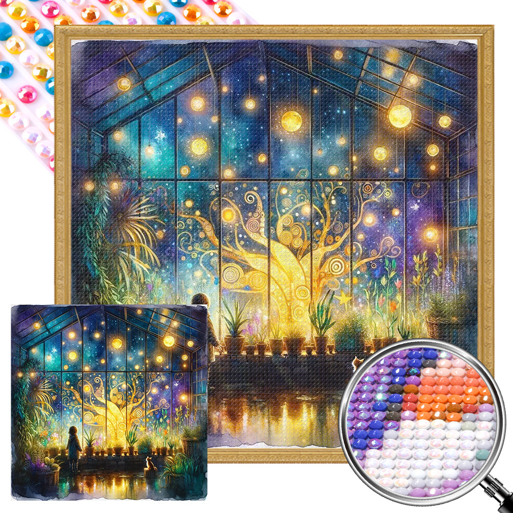 Garden Room At Night 40*40CM(Picture) Full Round Drill Diamond Painting