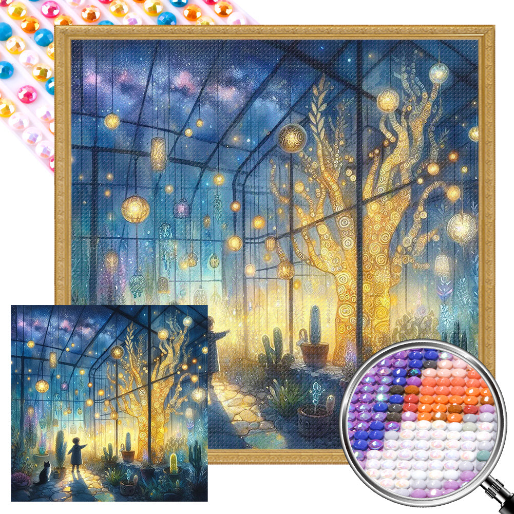 Garden Room At Night 40*40CM(Picture) Full Round Drill Diamond Painting