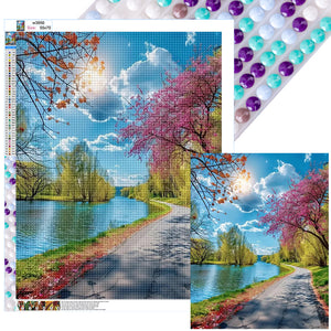 Lakeside Scenery 55*70CM(Canvas) Full Round Drill Diamond Painting