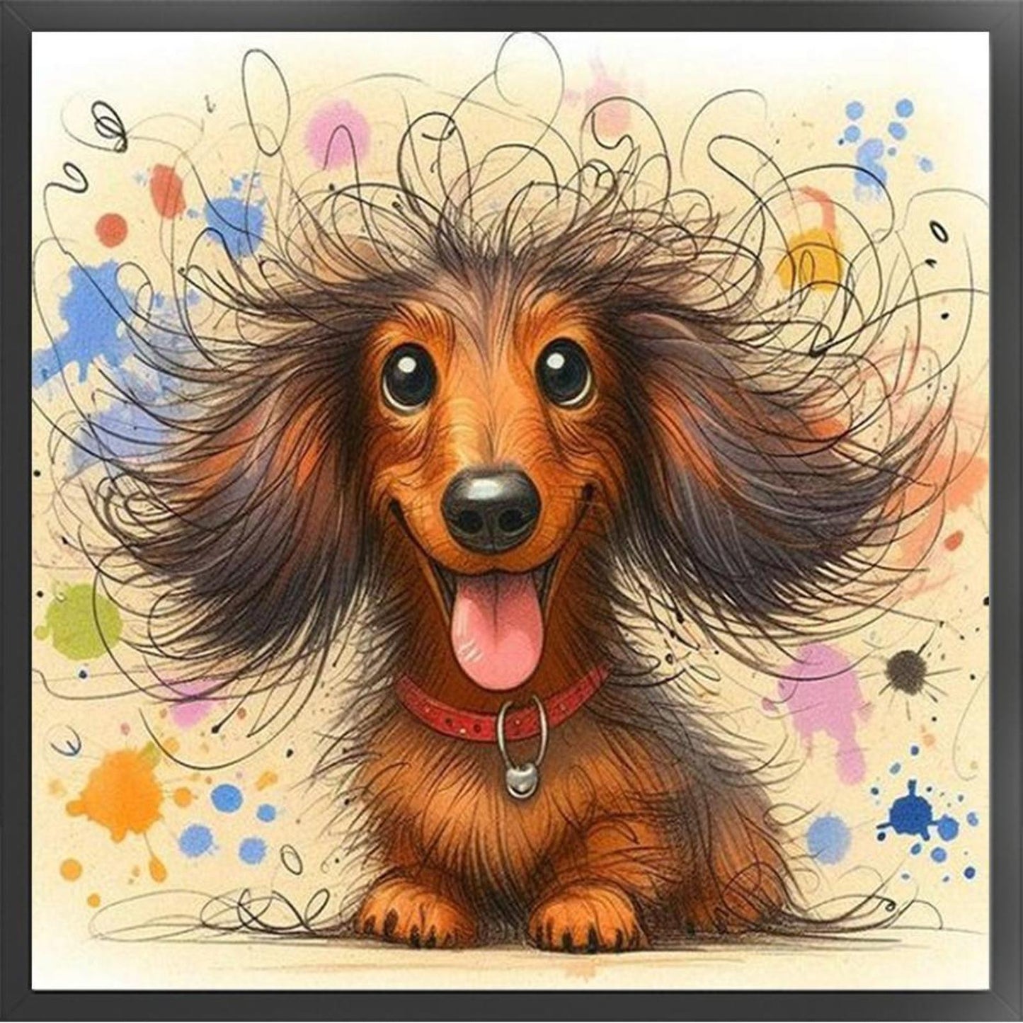 Color Pencil Dachshund-Dog - Full 11CT Stamped Cross Stitch 45x45CM - Huacan