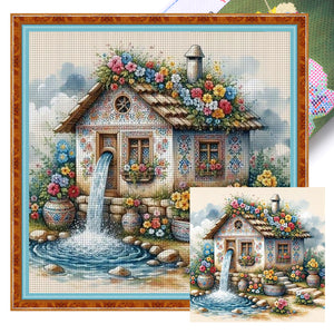 Huancan - Flower House - 45*45CM 11CT 3 Stamped Cross Stitch