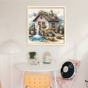 Huancan - Flower House - 45*45CM 11CT 3 Stamped Cross Stitch