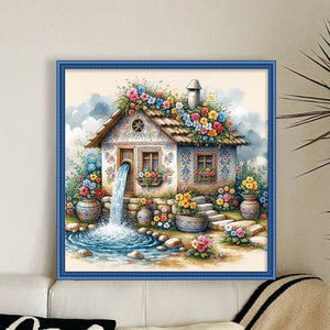 Huancan - Flower House - 45*45CM 11CT 3 Stamped Cross Stitch