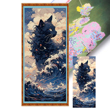 Load image into Gallery viewer, Yishu - Black Cat In The Waves - 41*90CM 11CT 3 Stamped Cross Stitch
