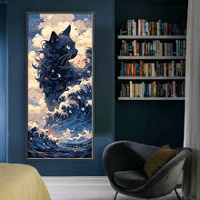 Load image into Gallery viewer, Yishu - Black Cat In The Waves - 41*90CM 11CT 3 Stamped Cross Stitch
