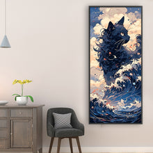 Load image into Gallery viewer, Yishu - Black Cat In The Waves - 41*90CM 11CT 3 Stamped Cross Stitch
