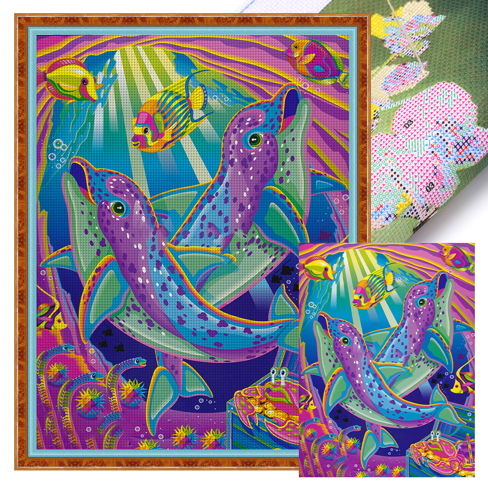 Yishu - Underwater World - 40*56CM 11CT 3 Stamped Cross Stitch