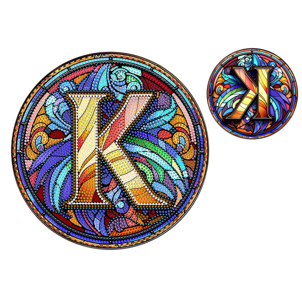Double Sided Letter K Suncatcher Diamond Drawing Hanging Ornament for Home Decor